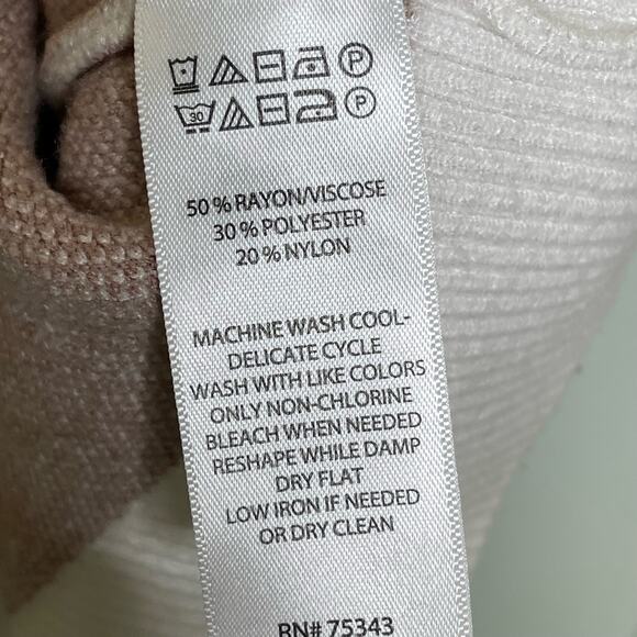 Max Studio V-Neck Sweater Long Sleeve Ribbed Hem Plaid Pullover Brown White L - Picture 9 of 12